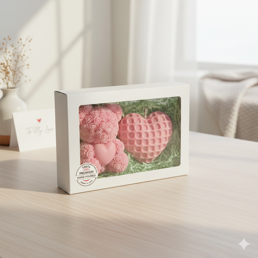 Teddy and Heart Set Scented Candles | Lumevick Candles - Image 3
