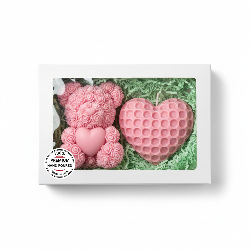 Teddy and Heart Set Scented Candles | Lumevick Candles